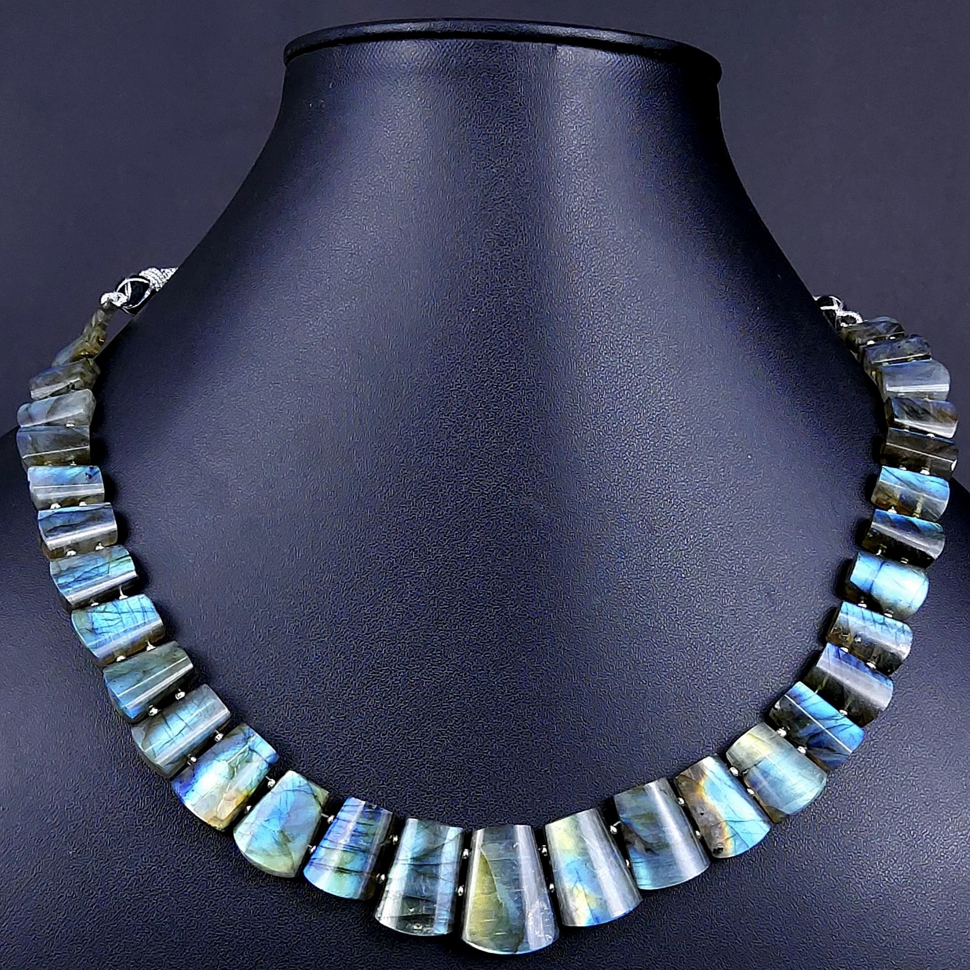 298Cts Natural Labradorite choker necklaceLabradorite Necklace Smooth Fancy Side Drill LayoutLabradorite semi-precious Gemstone Briolette Strand G-1895