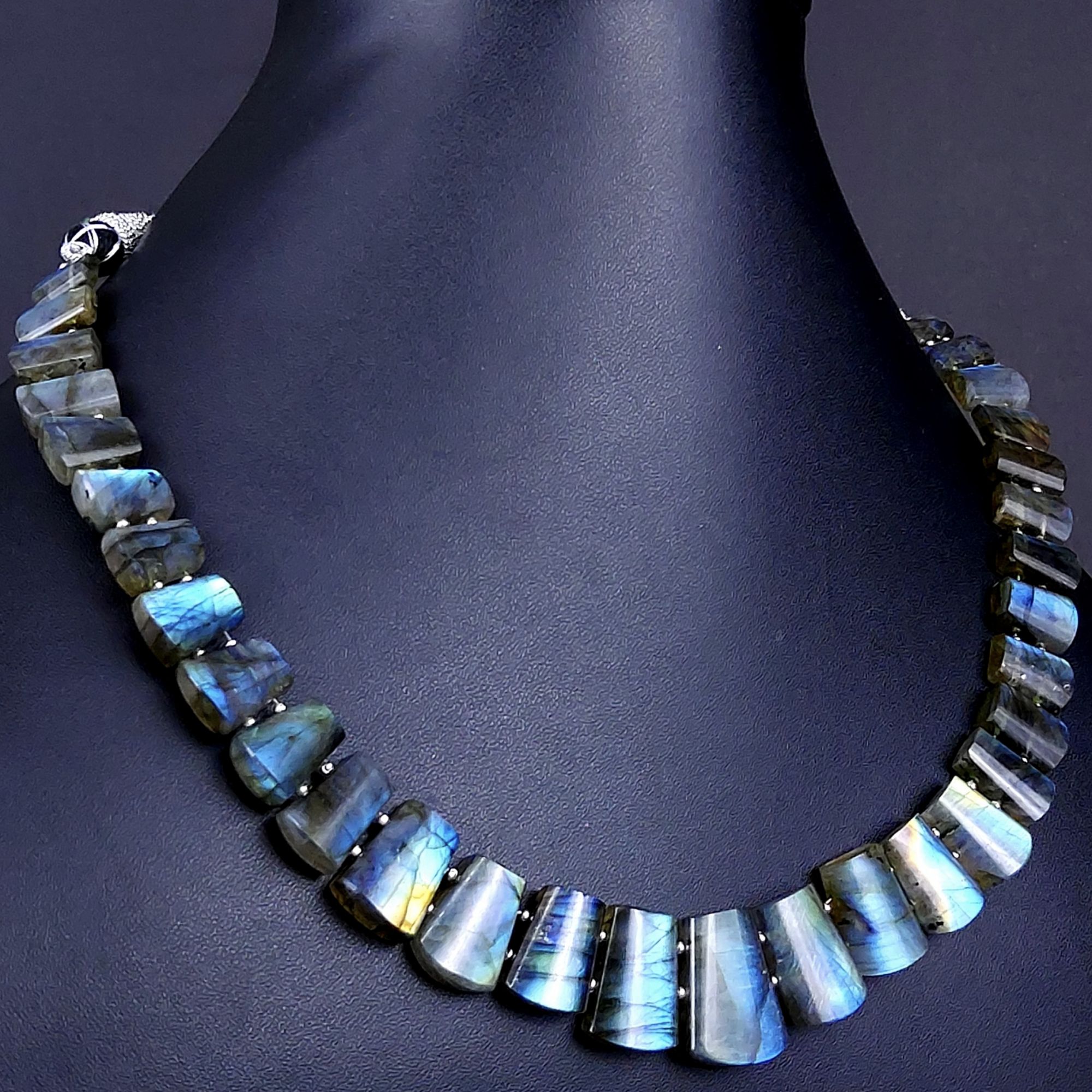 298Cts Natural Labradorite choker necklaceLabradorite Necklace Smooth Fancy Side Drill LayoutLabradorite semi-precious Gemstone Briolette Strand G-1895