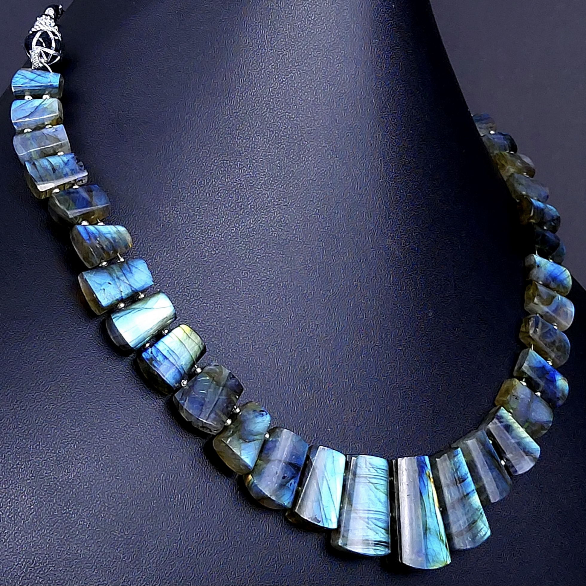 284Cts Natural Labradorite choker necklaceLabradorite Necklace Smooth Fancy Side Drill LayoutLabradorite semi-precious Gemstone Briolette Strand G-1896