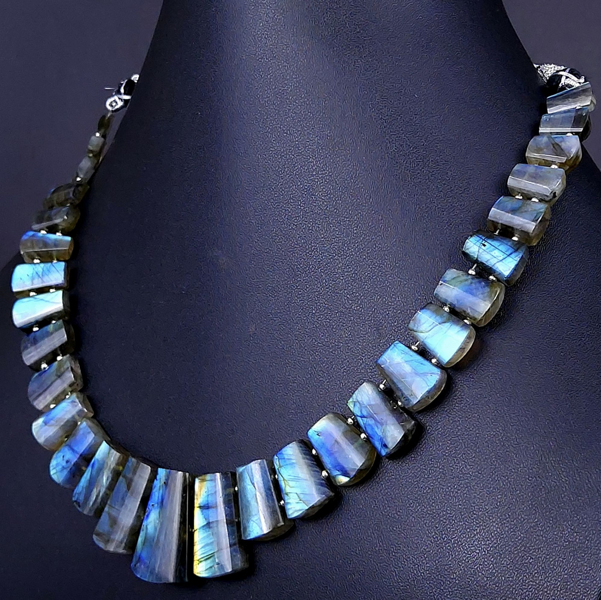 284Cts Natural Labradorite choker necklaceLabradorite Necklace Smooth Fancy Side Drill LayoutLabradorite semi-precious Gemstone Briolette Strand G-1896