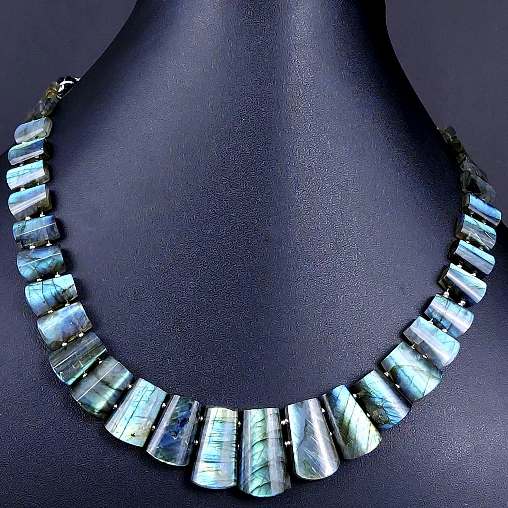 334Cts Natural Labradorite choker necklaceLabradorite Necklace Smooth Fancy Side Drill LayoutLabradorite semi-precious Gemstone Briolette Strand G-1899