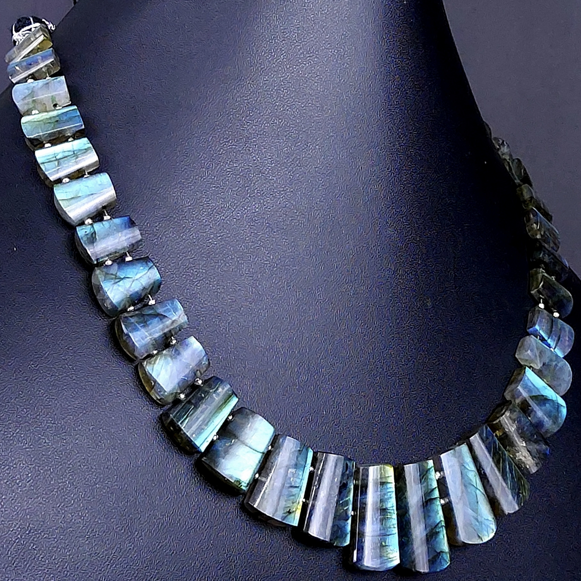 334Cts Natural Labradorite choker necklaceLabradorite Necklace Smooth Fancy Side Drill LayoutLabradorite semi-precious Gemstone Briolette Strand G-1899