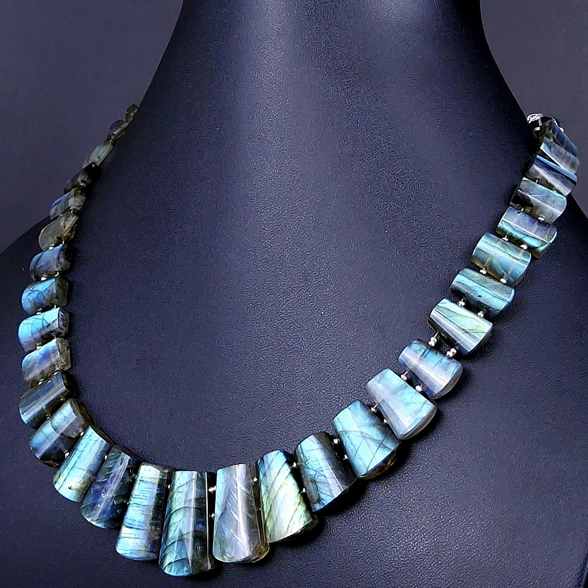 334Cts Natural Labradorite choker necklaceLabradorite Necklace Smooth Fancy Side Drill LayoutLabradorite semi-precious Gemstone Briolette Strand G-1899