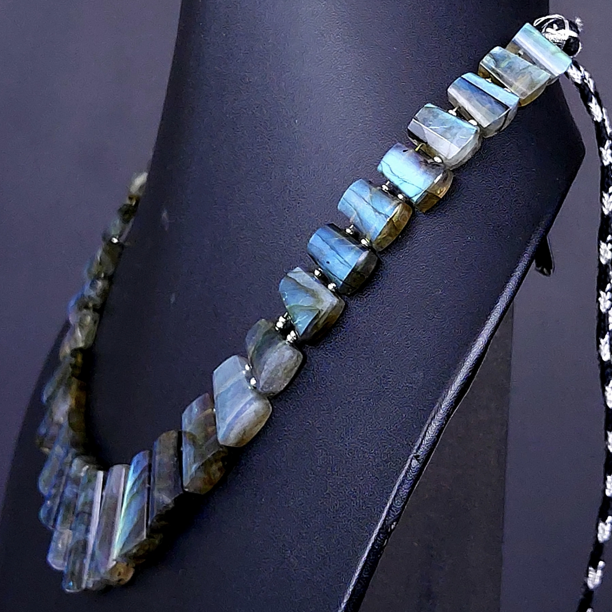 334Cts Natural Labradorite choker necklaceLabradorite Necklace Smooth Fancy Side Drill LayoutLabradorite semi-precious Gemstone Briolette Strand G-1899