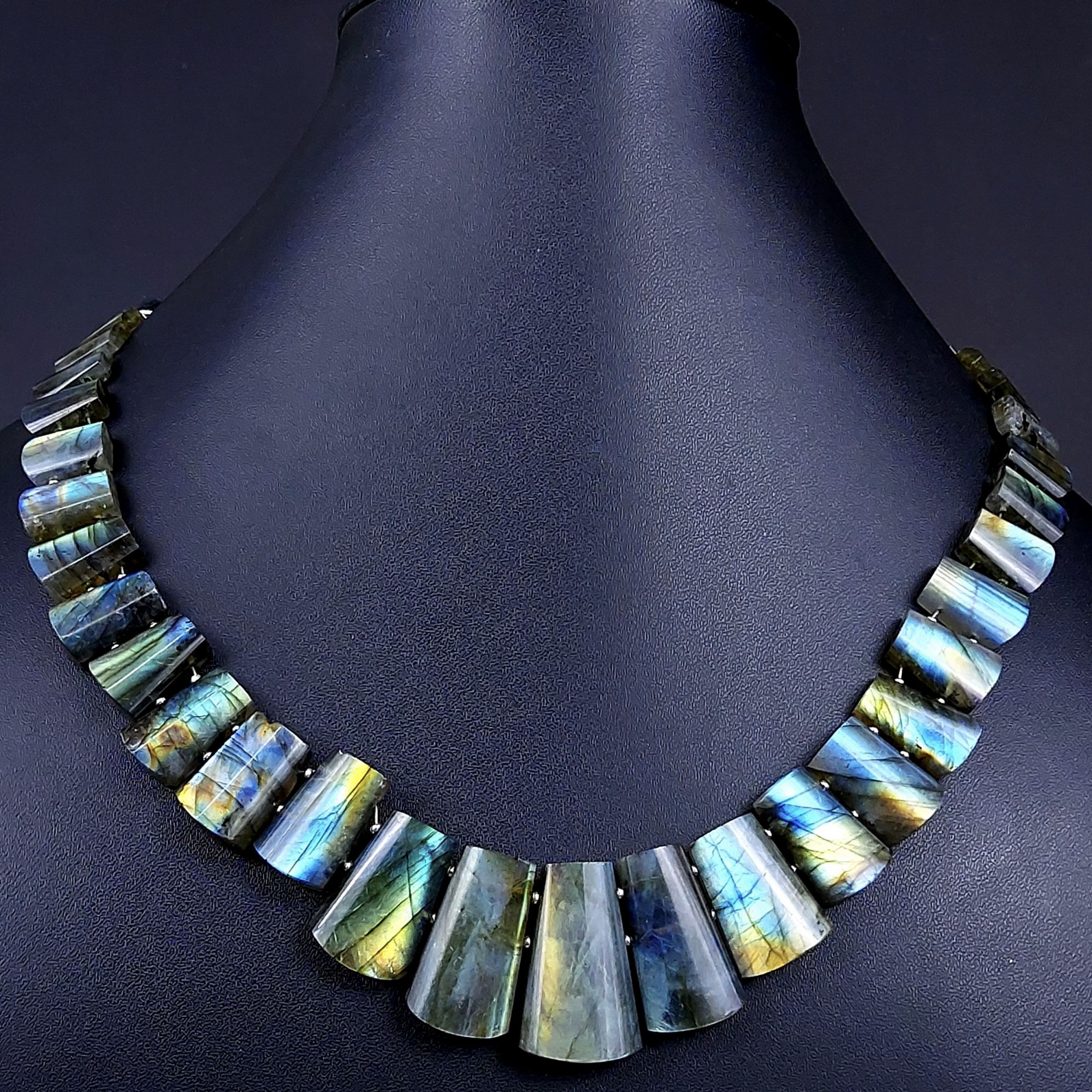 408Cts Natural Labradorite choker necklaceLabradorite Necklace Smooth Fancy Side Drill LayoutLabradorite semi-precious Gemstone Briolette Strand G-1905