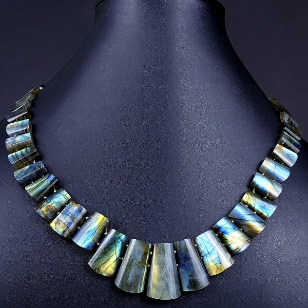 408Cts Natural Labradorite choker necklace,Labradorite Necklace Smooth Fancy Side Drill Layout,Labradorite semi-precious Gemstone Briolette Strand #G-1905