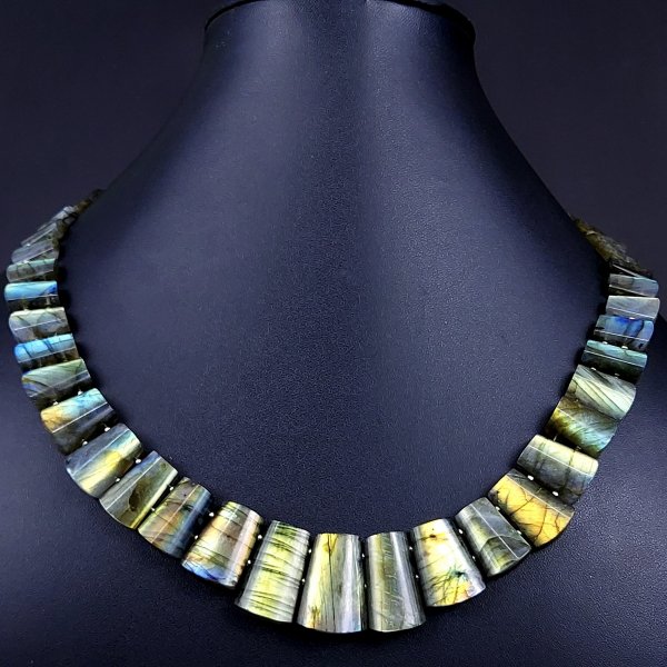 429Cts Natural Labradorite choker necklace,Labradorite Necklace Smooth Fancy Side Drill Layout,Labradorite semi-precious Gemstone Briolette Strand #G-1906