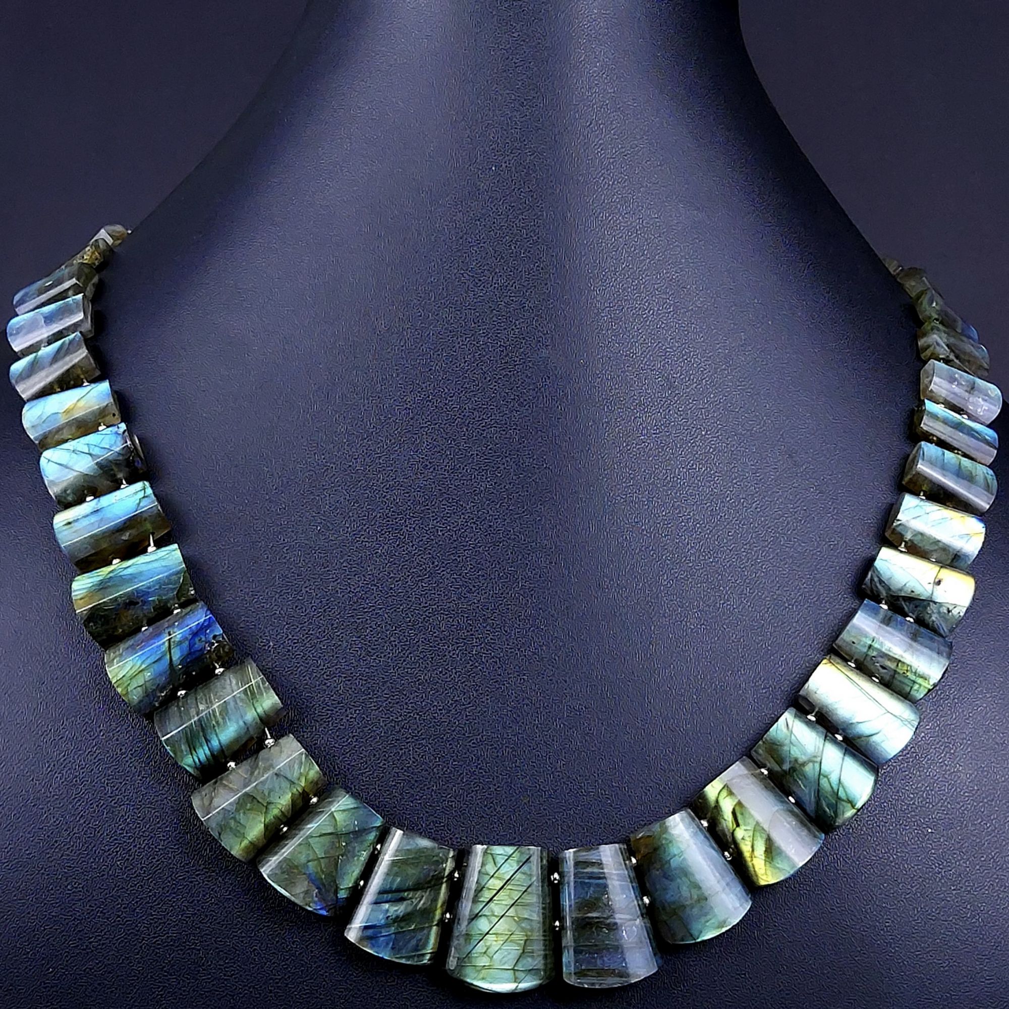 432Cts Natural Labradorite choker necklaceLabradorite Necklace Smooth Fancy Side Drill LayoutLabradorite semi-precious Gemstone Briolette Strand G-1907