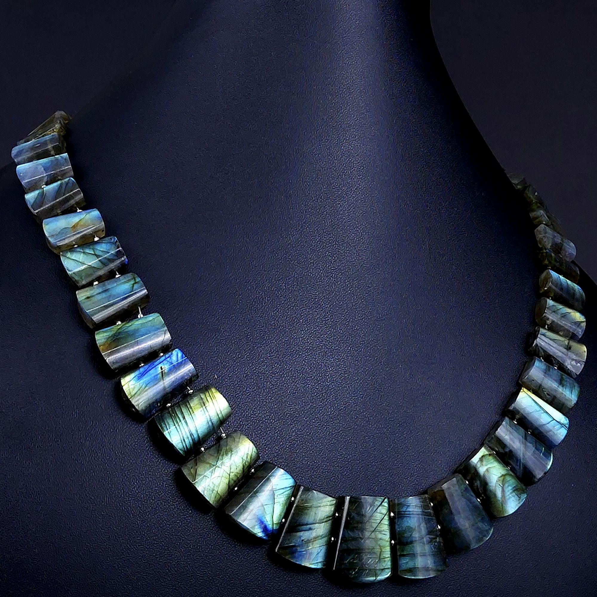 432Cts Natural Labradorite choker necklaceLabradorite Necklace Smooth Fancy Side Drill LayoutLabradorite semi-precious Gemstone Briolette Strand G-1907