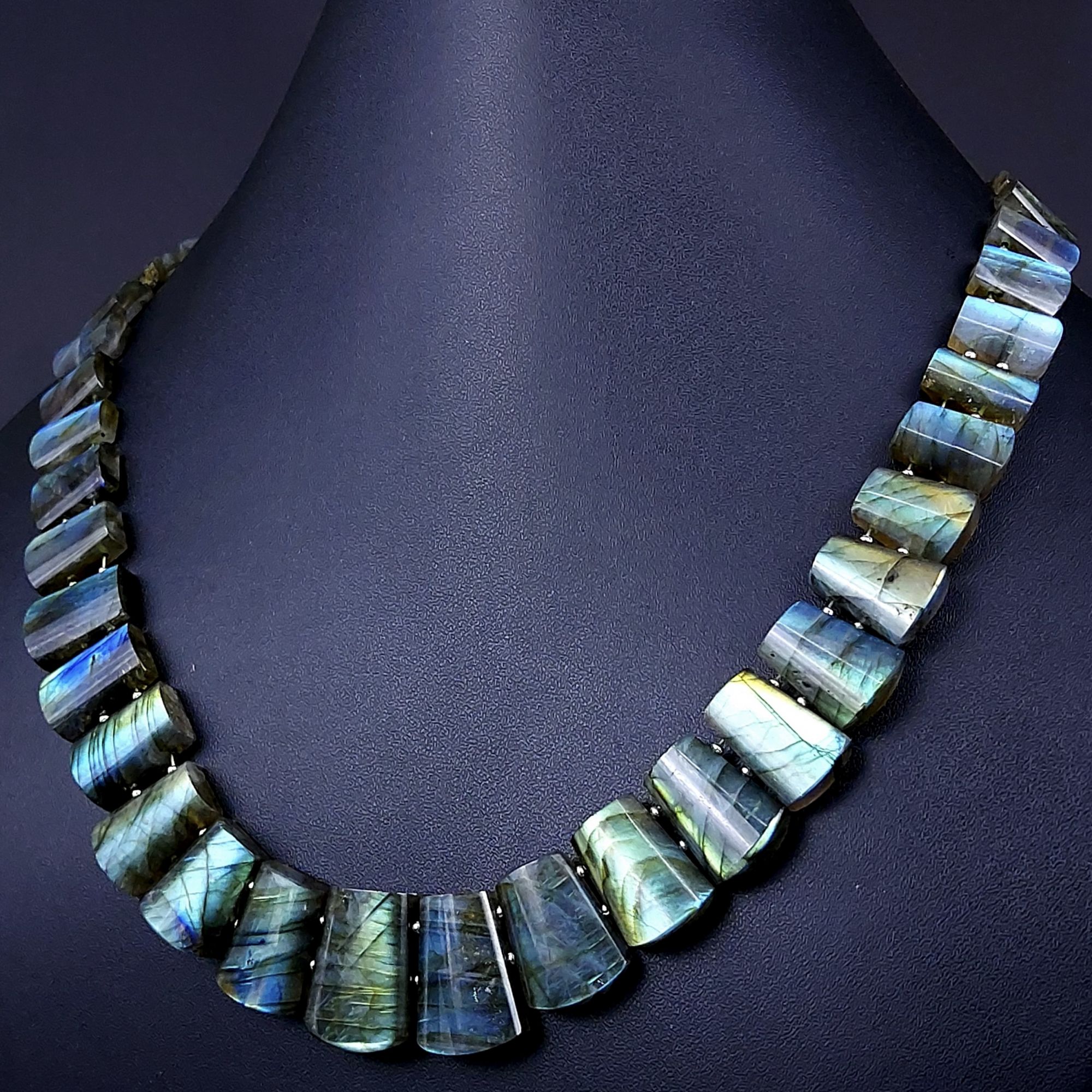432Cts Natural Labradorite choker necklaceLabradorite Necklace Smooth Fancy Side Drill LayoutLabradorite semi-precious Gemstone Briolette Strand G-1907