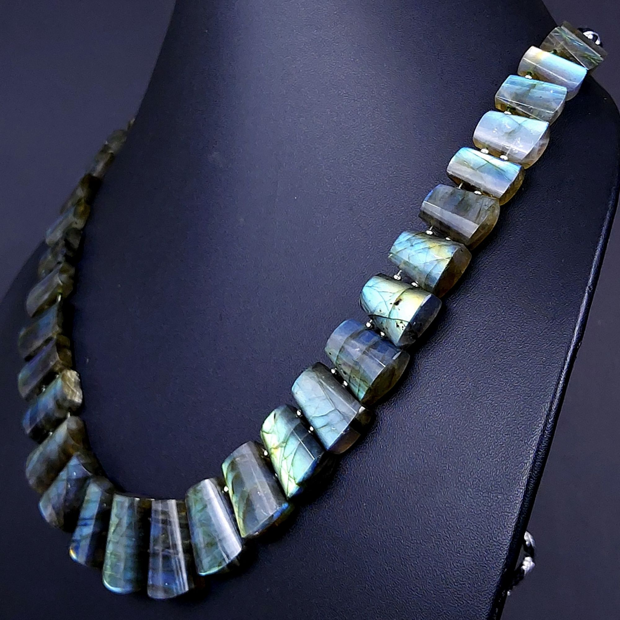 432Cts Natural Labradorite choker necklaceLabradorite Necklace Smooth Fancy Side Drill LayoutLabradorite semi-precious Gemstone Briolette Strand G-1907