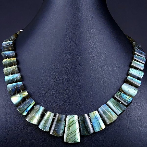 434Cts Natural Labradorite choker necklace,Labradorite Necklace Smooth Fancy Side Drill Layout,Labradorite semi-precious Gemstone Briolette Strand #G-1908