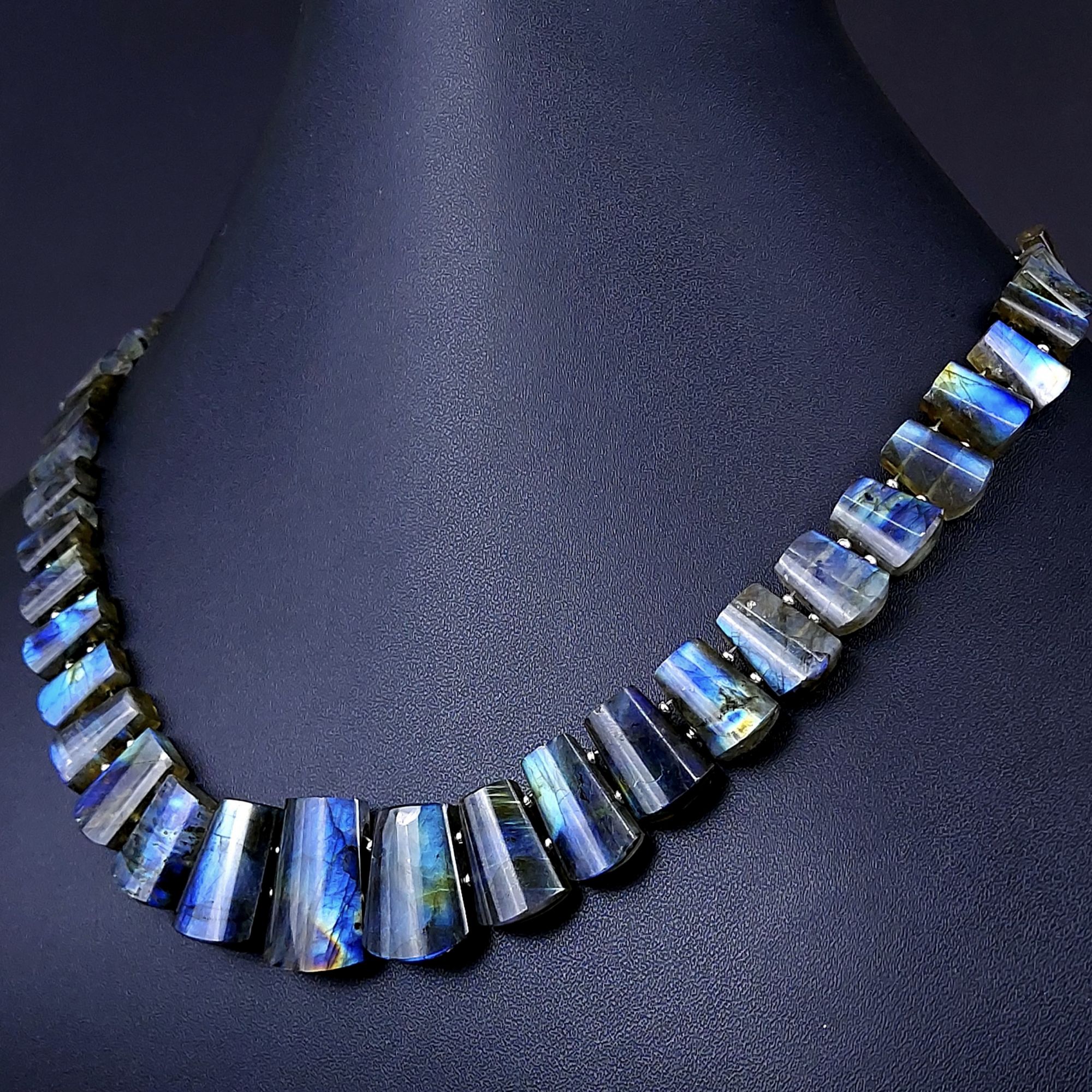 290Cts Natural Labradorite choker necklaceLabradorite Necklace Smooth Fancy Side Drill LayoutLabradorite semi-precious Gemstone Briolette Strand G-1910