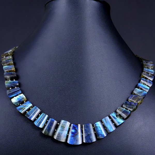 320Cts Natural Labradorite choker necklace,Labradorite Necklace Smooth Fancy Side Drill Layout,Labradorite semi-precious Gemstone Briolette Strand #G-1911