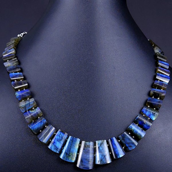 327Cts Natural Labradorite choker necklace,Labradorite Necklace Smooth Fancy Side Drill Layout,Labradorite semi-precious Gemstone Briolette Strand #G-1912