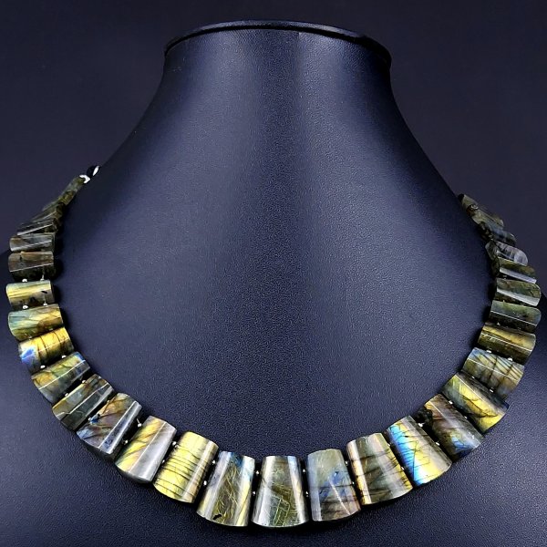 420Cts Natural Labradorite choker necklace,Labradorite Necklace Smooth Fancy Side Drill Layout,Labradorite semi-precious Gemstone Briolette Strand #G-1917