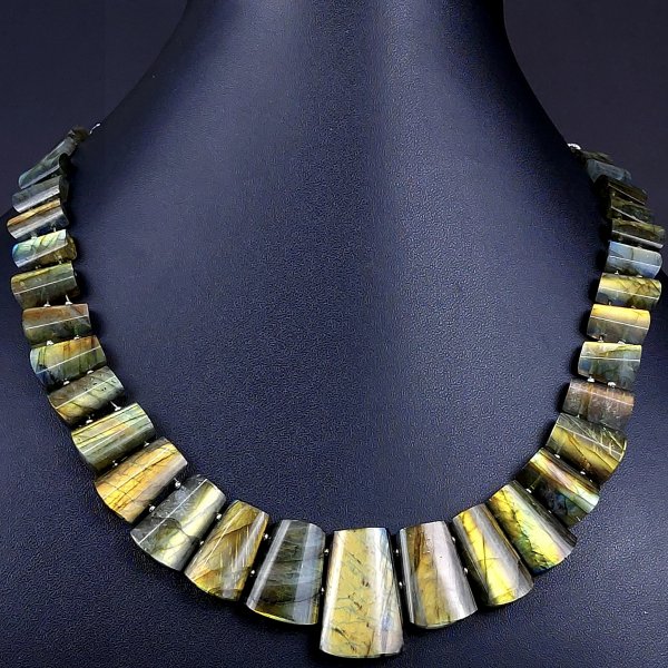 390Cts Natural Labradorite choker necklace,Labradorite Necklace Smooth Fancy Side Drill Layout,Labradorite semi-precious Gemstone Briolette Strand #G-1920