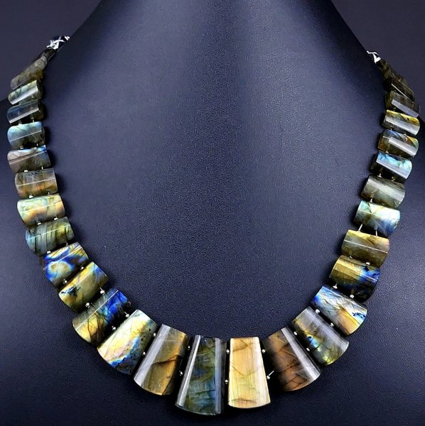 424Cts Natural Labradorite choker necklace,Labradorite Necklace Smooth Fancy Side Drill Layout,Labradorite semi-precious Gemstone Briolette Strand #G-1921