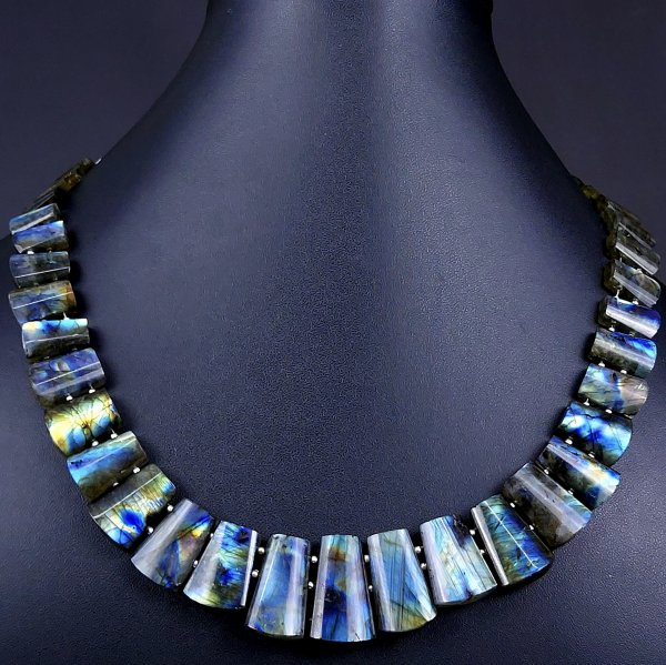 448Cts Natural Labradorite choker necklace,Labradorite Necklace Smooth Fancy Side Drill Layout,Labradorite semi-precious Gemstone Briolette Strand #G-1922