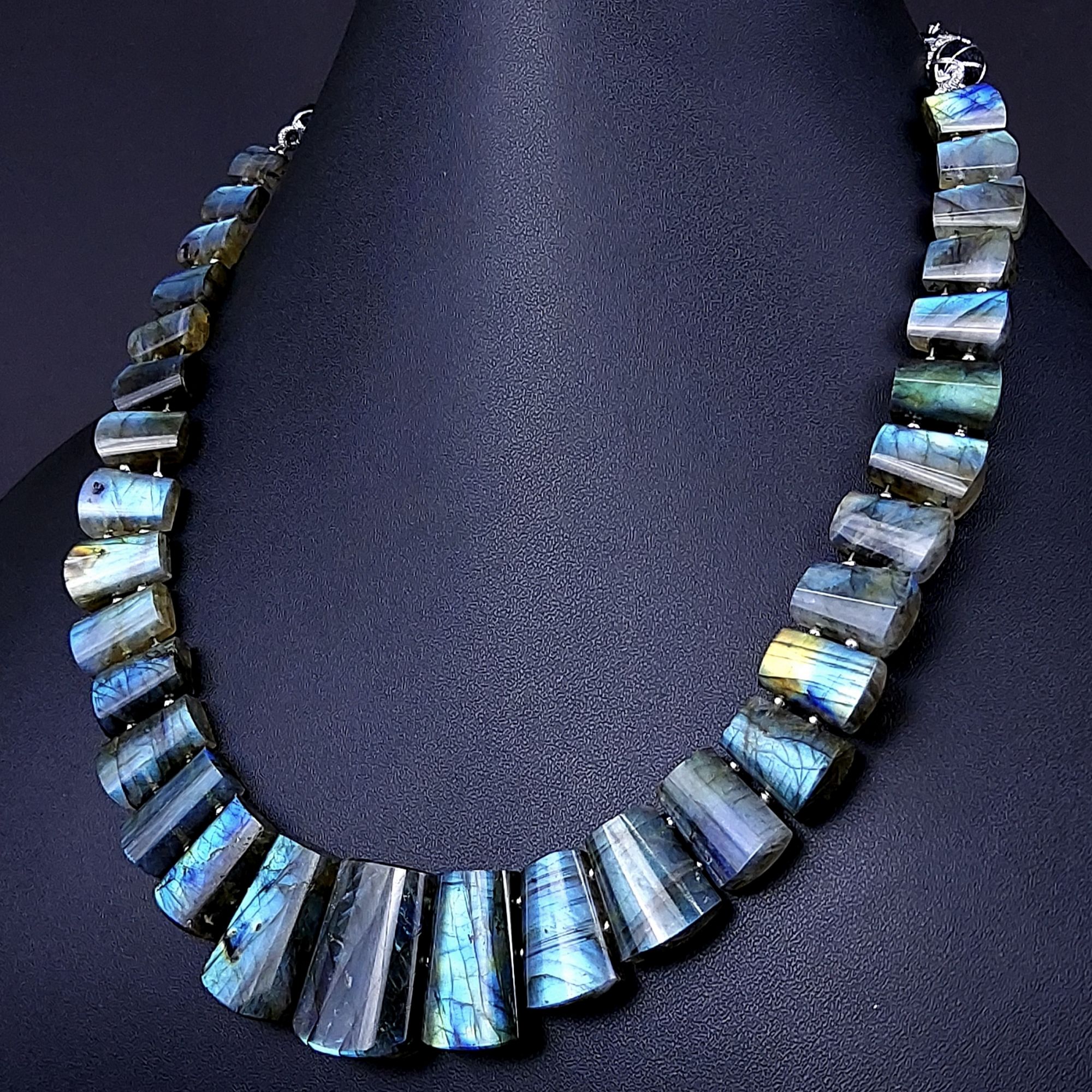 415Cts Natural Labradorite choker necklaceLabradorite Necklace Smooth Fancy Side Drill LayoutLabradorite semi-precious Gemstone Briolette Strand G-1925