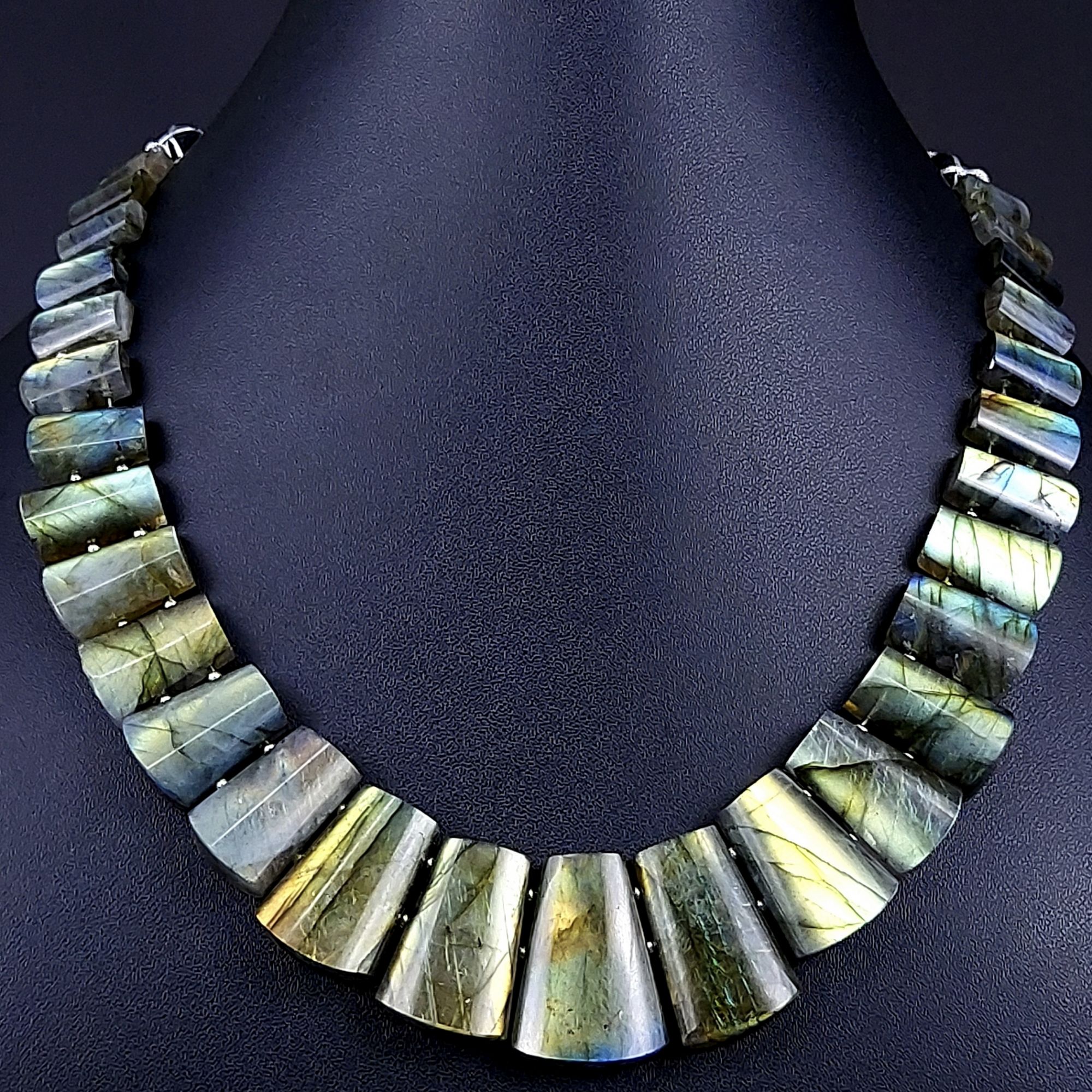415Cts Natural Labradorite choker necklaceLabradorite Necklace Smooth Fancy Side Drill LayoutLabradorite semi-precious Gemstone Briolette Strand G-1925