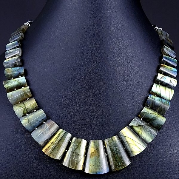 415Cts Natural Labradorite choker necklace,Labradorite Necklace Smooth Fancy Side Drill Layout,Labradorite semi-precious Gemstone Briolette Strand #G-1925