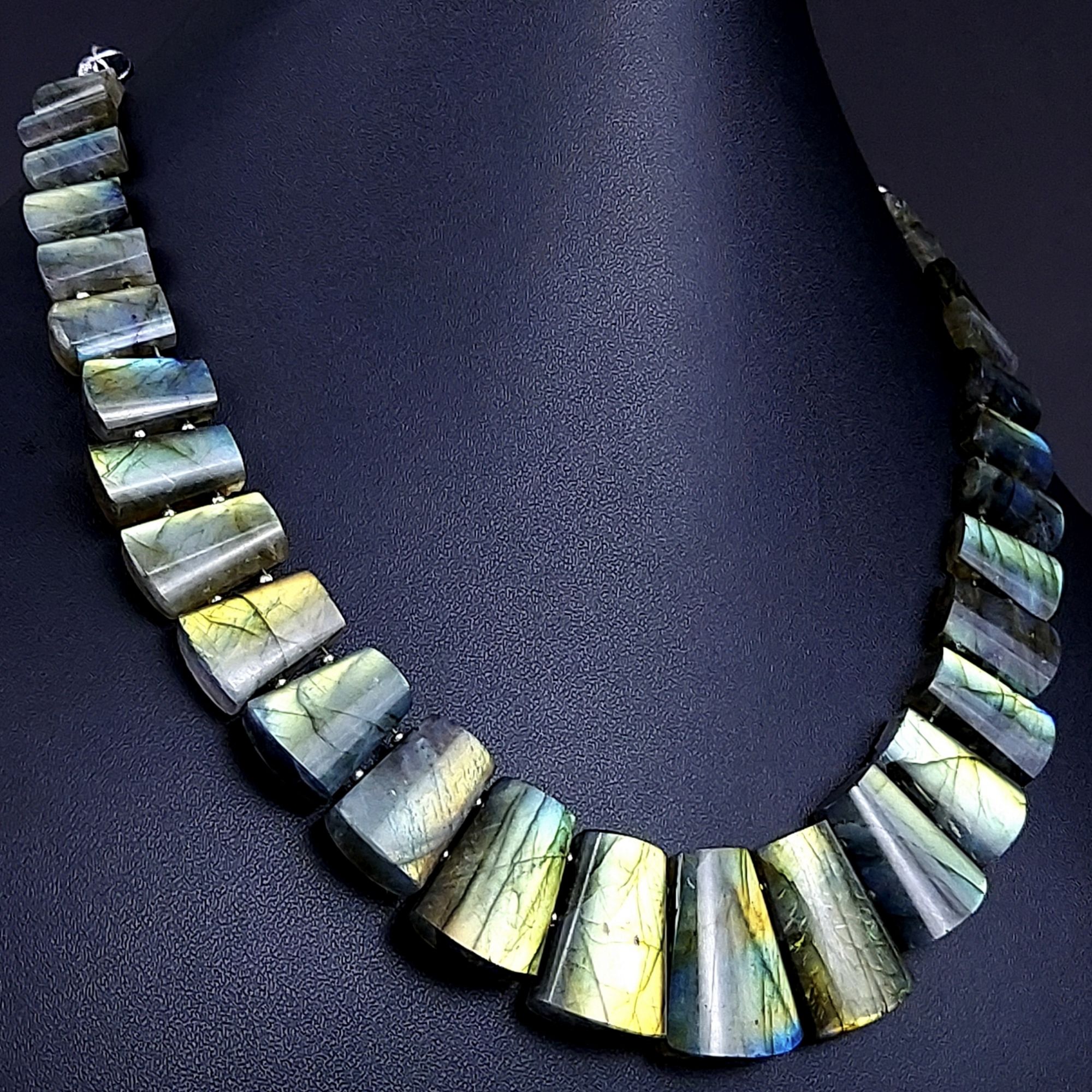 415Cts Natural Labradorite choker necklaceLabradorite Necklace Smooth Fancy Side Drill LayoutLabradorite semi-precious Gemstone Briolette Strand G-1925