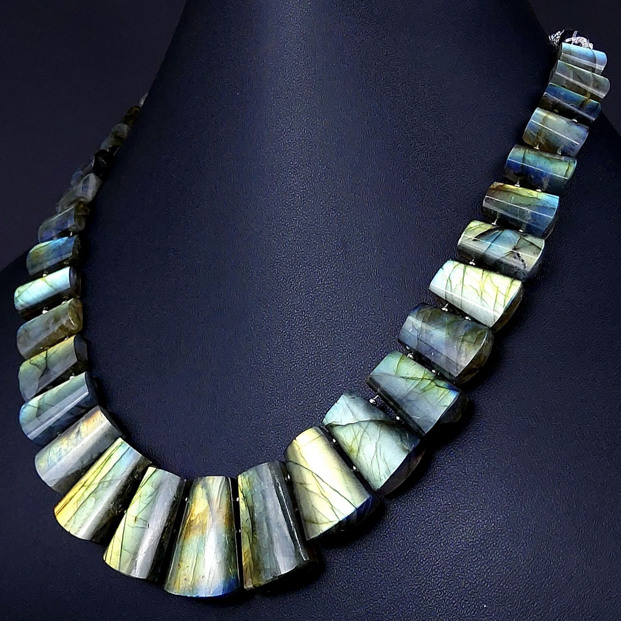 415Cts Natural Labradorite choker necklaceLabradorite Necklace Smooth Fancy Side Drill LayoutLabradorite semi-precious Gemstone Briolette Strand G-1925