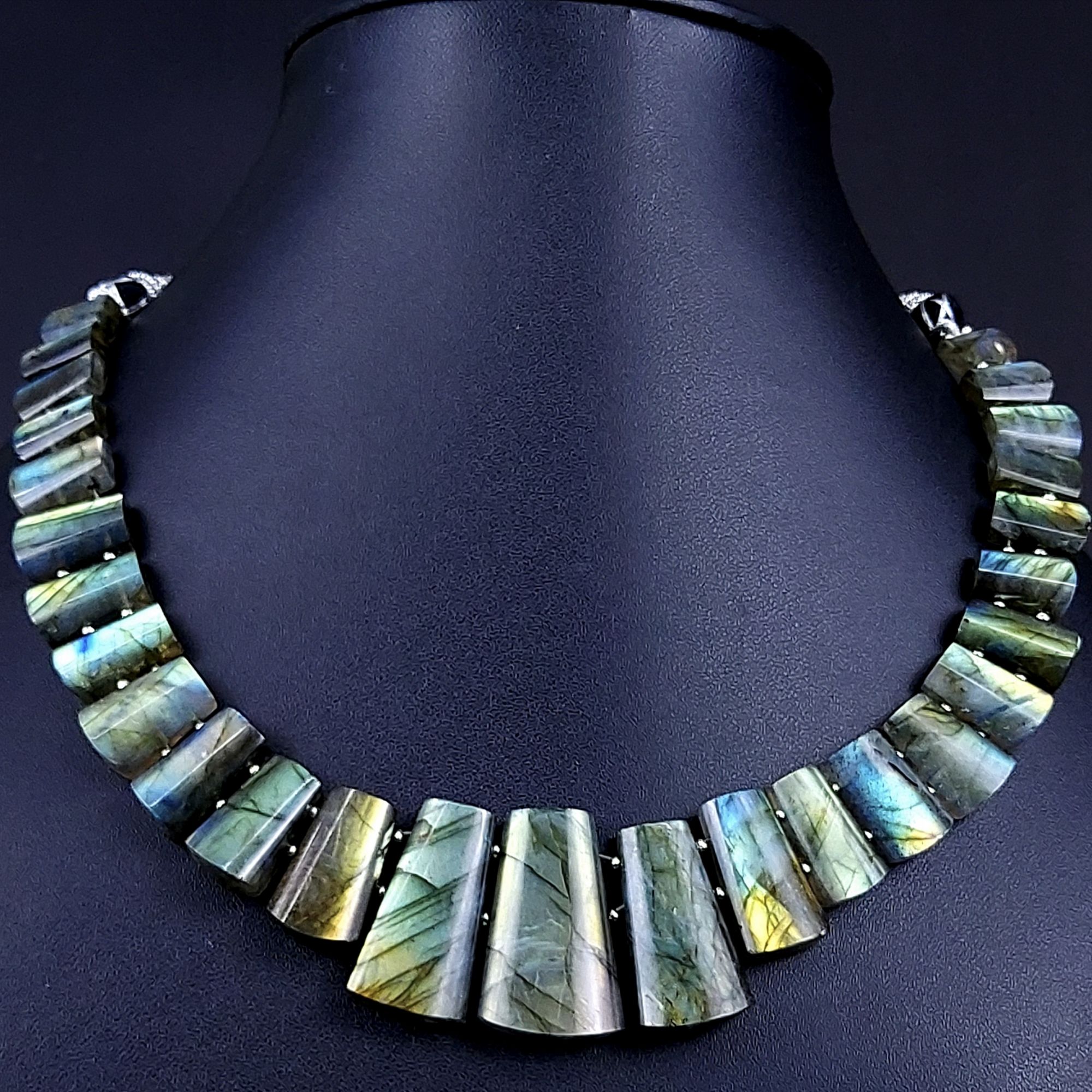 319Cts Natural Labradorite choker necklaceLabradorite Necklace Smooth Fancy Side Drill LayoutLabradorite semi-precious Gemstone Briolette Strand G-1927