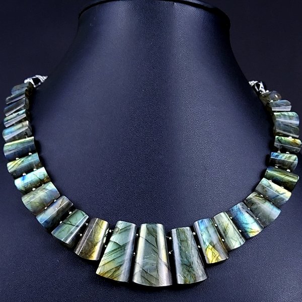 319Cts Natural Labradorite choker necklace,Labradorite Necklace Smooth Fancy Side Drill Layout,Labradorite semi-precious Gemstone Briolette Strand #G-1927