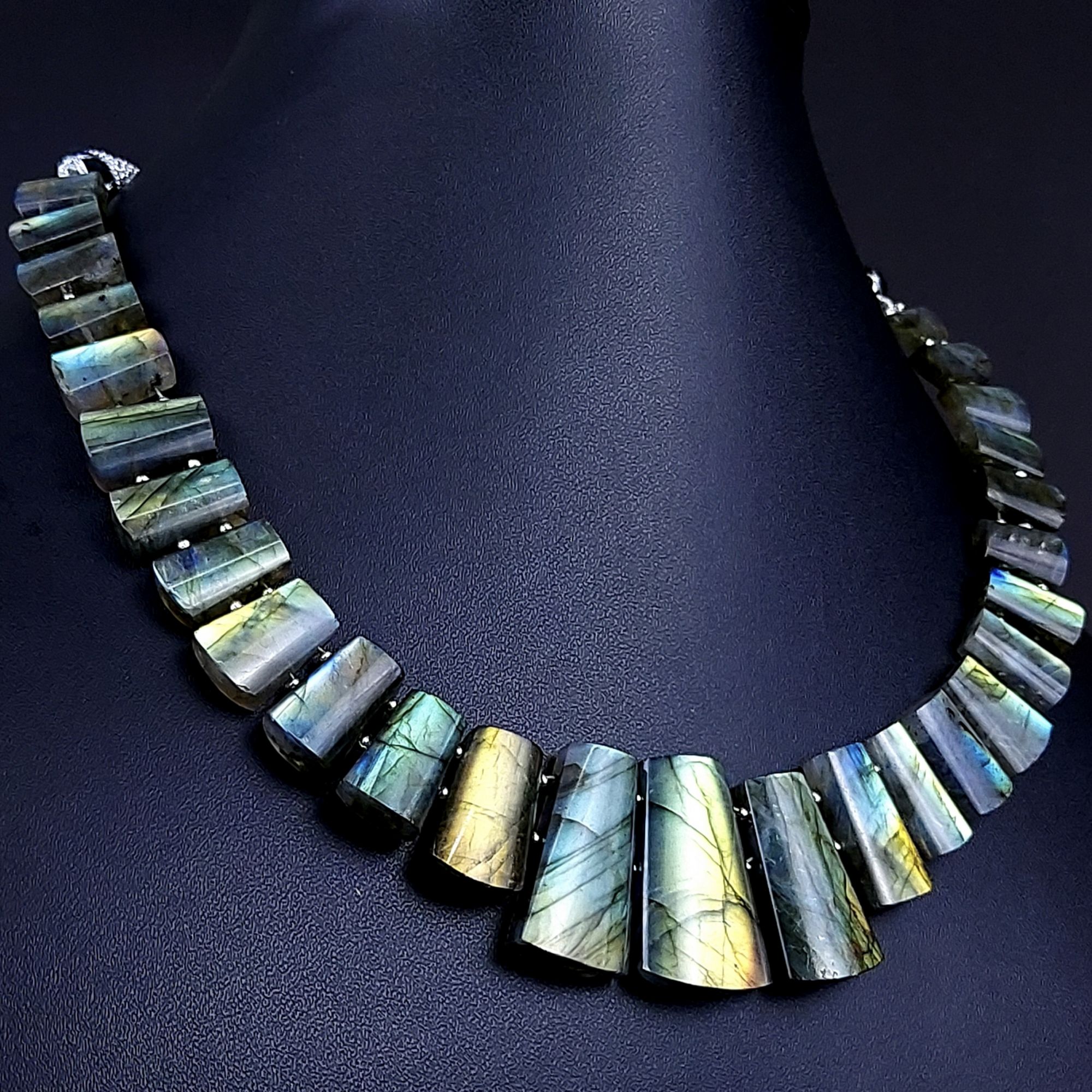 319Cts Natural Labradorite choker necklaceLabradorite Necklace Smooth Fancy Side Drill LayoutLabradorite semi-precious Gemstone Briolette Strand G-1927