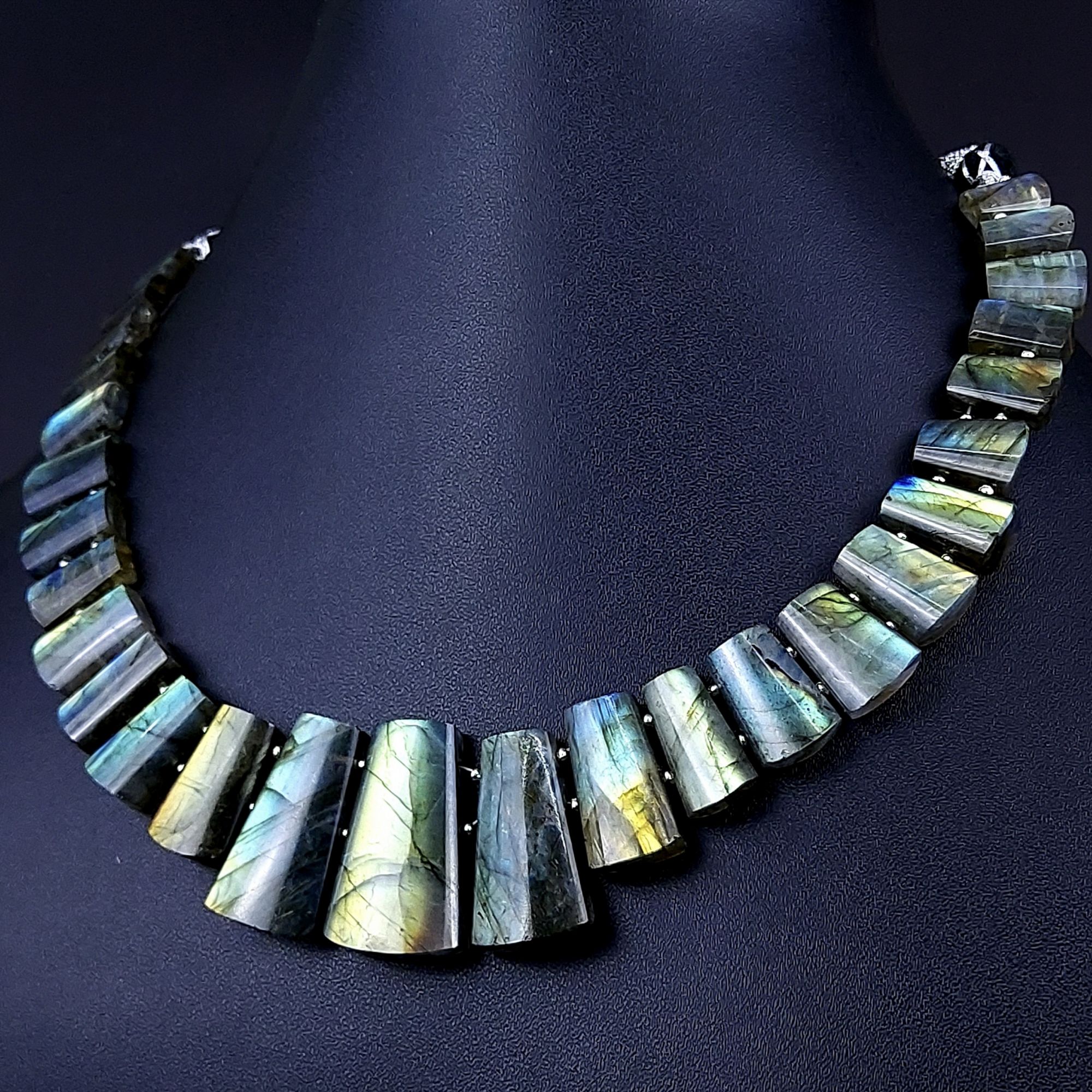 319Cts Natural Labradorite choker necklaceLabradorite Necklace Smooth Fancy Side Drill LayoutLabradorite semi-precious Gemstone Briolette Strand G-1927