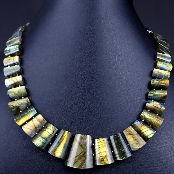 397Cts Natural Labradorite choker necklace,Labradorite Necklace Smooth Fancy Side Drill Layout,Labradorite semi-precious Gemstone Briolette Strand #G-1928