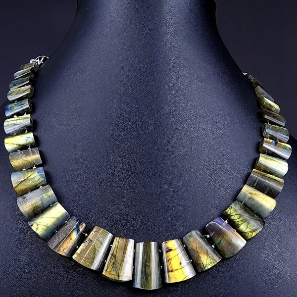 378Cts Natural Labradorite choker necklace,Labradorite Necklace Smooth Fancy Side Drill Layout,Labradorite semi-precious Gemstone Briolette Strand #G-1929