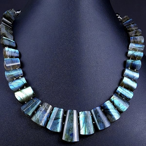 345Cts Natural Labradorite choker necklace,Labradorite Necklace Smooth Fancy Side Drill Layout,Labradorite semi-precious Gemstone Briolette Strand #G-1930
