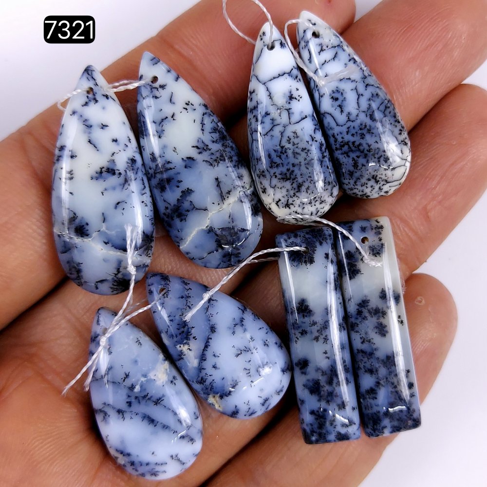 4Pairs 85Cts Dendrite Opal Earrings Craft Supplies For Dangle Earrings Drill Loose Gemstone For Hoop Earrings,Handmade Opal Earrings for Women Gift 31x14 26x10mm#7321