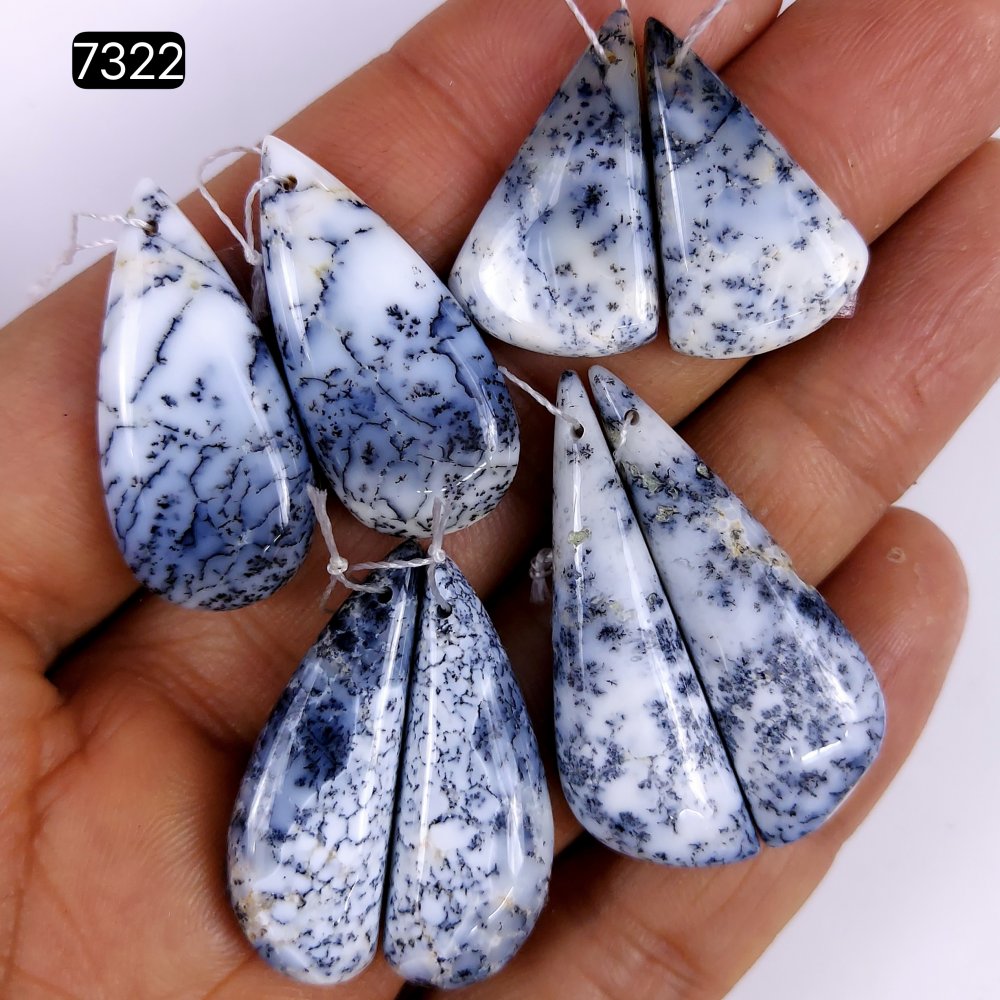 4Pairs 93Cts Dendrite Opal Earrings Craft Supplies For Dangle Earrings Drill Loose Gemstone For Hoop Earrings,Handmade Opal Earrings for Women Gift 38x12 24x15mm#7322