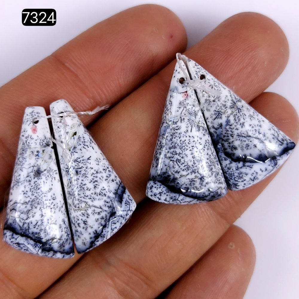 2Pairs 48Cts Dendrite Opal Earrings Craft Supplies For Dangle Earrings Drill Loose Gemstone For Hoop Earrings,Handmade Opal Earrings for Women Gift 30x14 27x15mm#7324