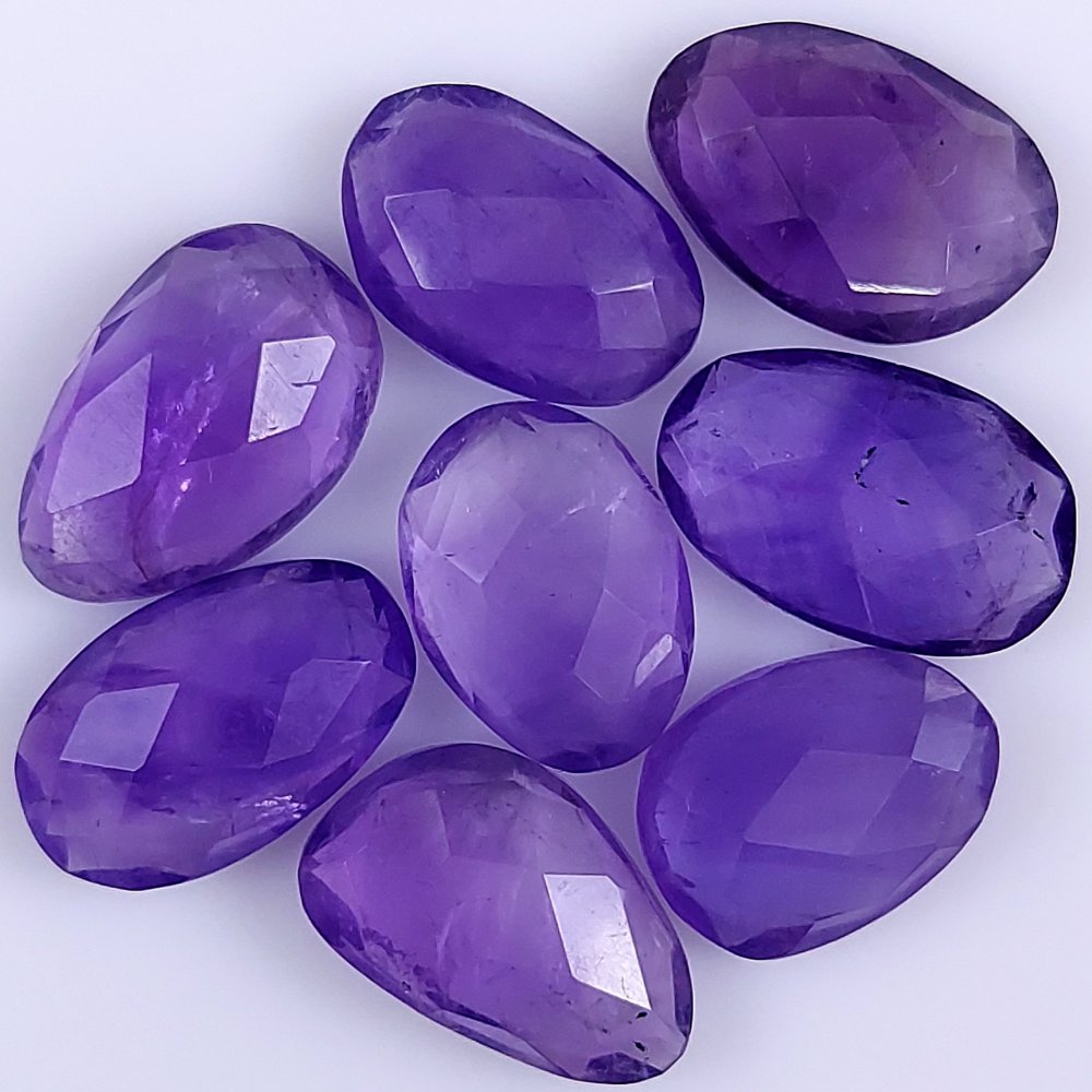 8Pcs 32Cts Natural African Amethyst Faceted Cabochon lot Gemstone Purple Crystal Mix Shape Loose Gemstone beads for jewelry Making 14x8 12x7mm#R-7358