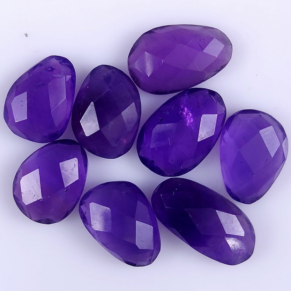 8Pcs 37Cts Natural African Amethyst Faceted Cabochon lot Gemstone Purple Crystal Mix Shape Loose Gemstone beads for jewelry Making 14x8 12x8mm#7359