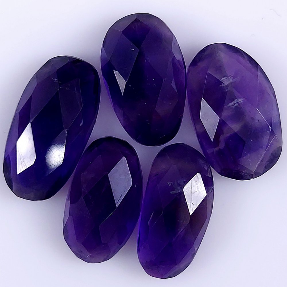 5Pcs 31Cts Natural African Amethyst Faceted Cabochon lot Gemstone Purple Crystal Mix Shape Loose Gemstone beads for jewelry Making 15x8 14x7mm#7360