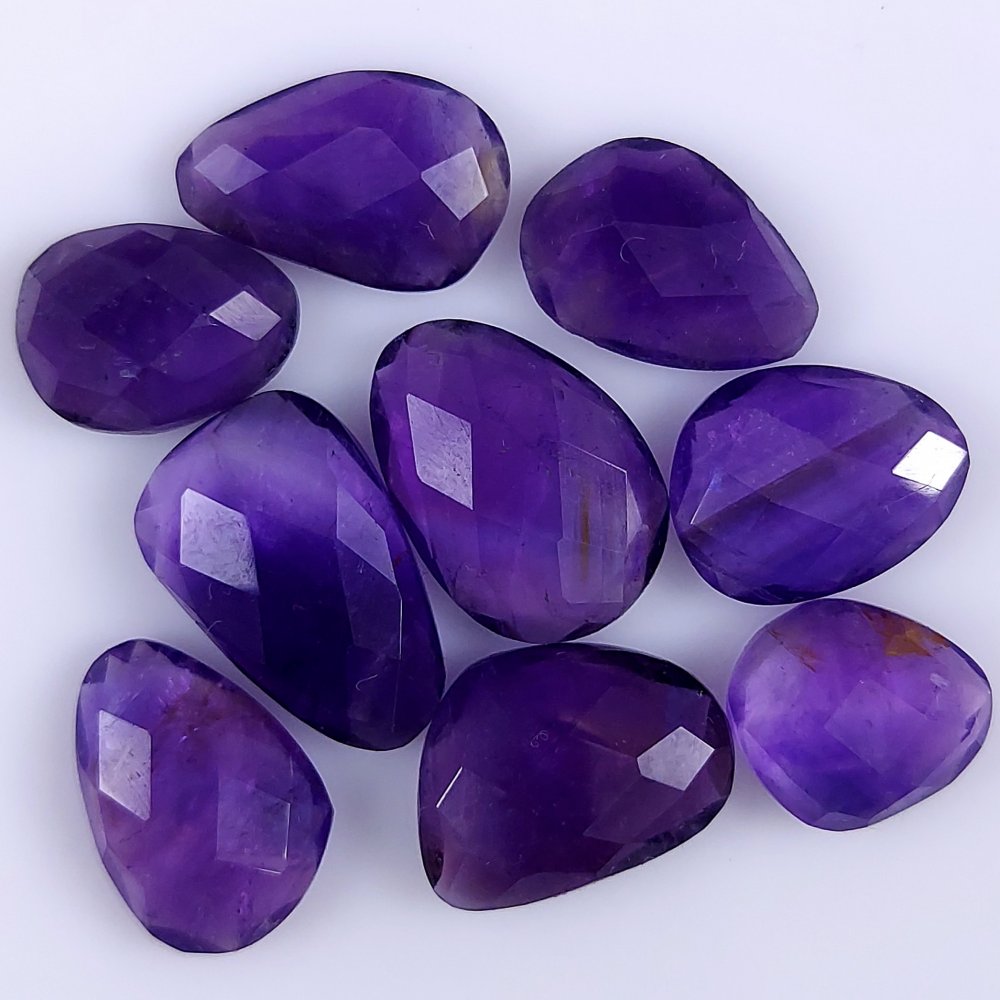9Pcs 54Cts Natural African Amethyst Faceted Cabochon lot Gemstone Purple Crystal Mix Shape Loose Gemstone beads for jewelry Making 16x8 11x9mm#7362