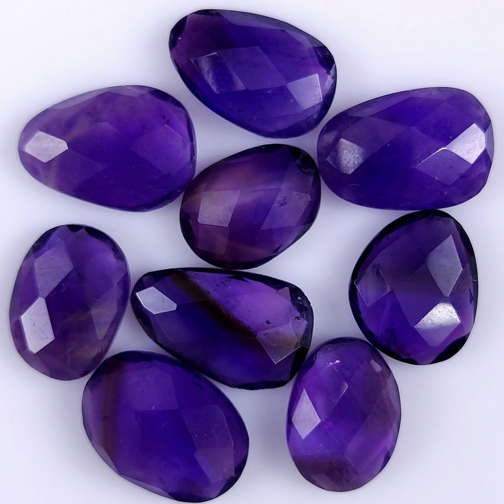 9Pcs 57Cts Natural African Amethyst Faceted Cabochon lot Gemstone Purple Crystal Mix Shape Loose Gemstone beads for jewelry Making 15x10 12x8mm#7363