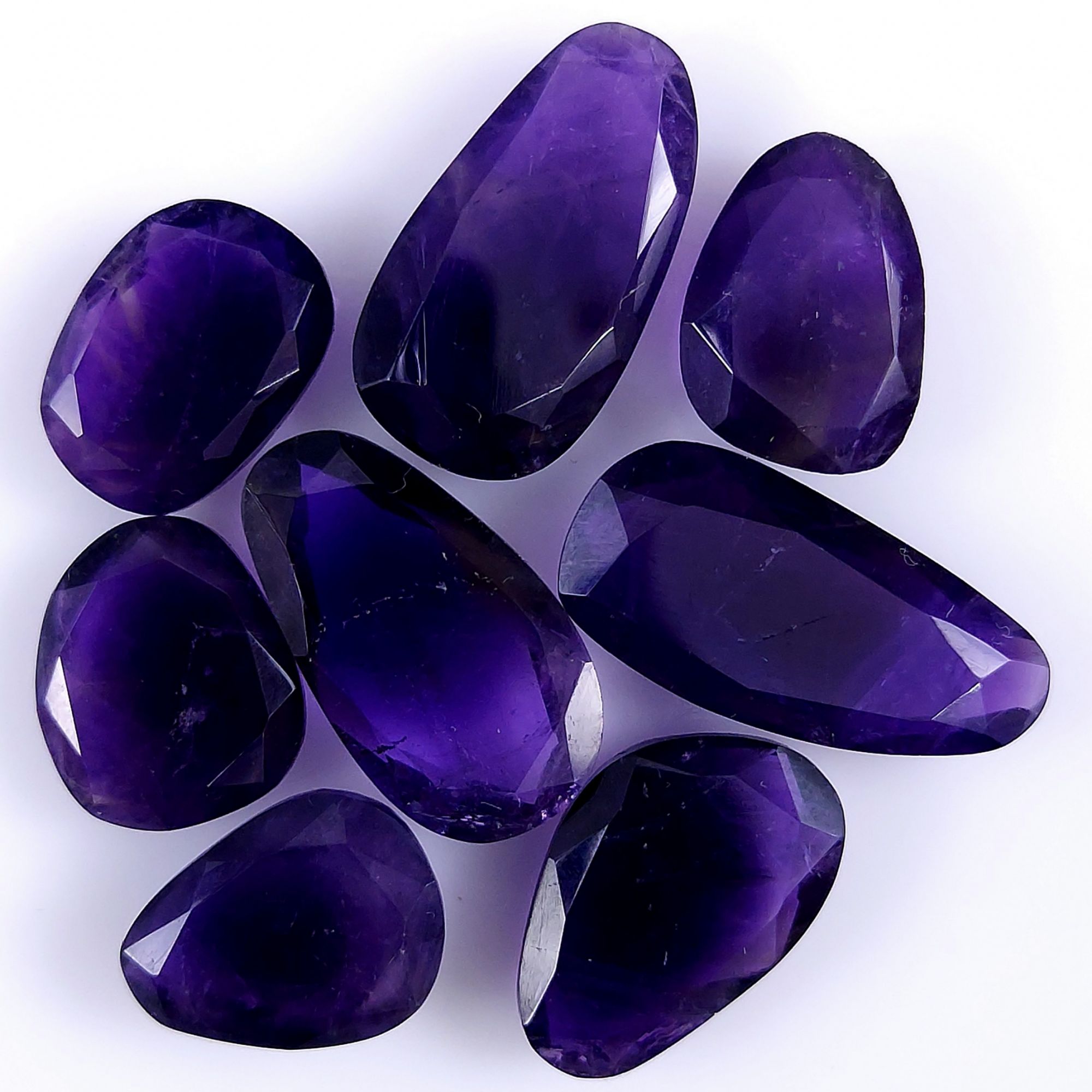 8Pcs 68Cts Natural African Amethyst Faceted Cabochon lot Gemstone Purple Crystal Mix Shape Loose Gemstone beads for jewelry Making 20x10 13x10mmR-7364