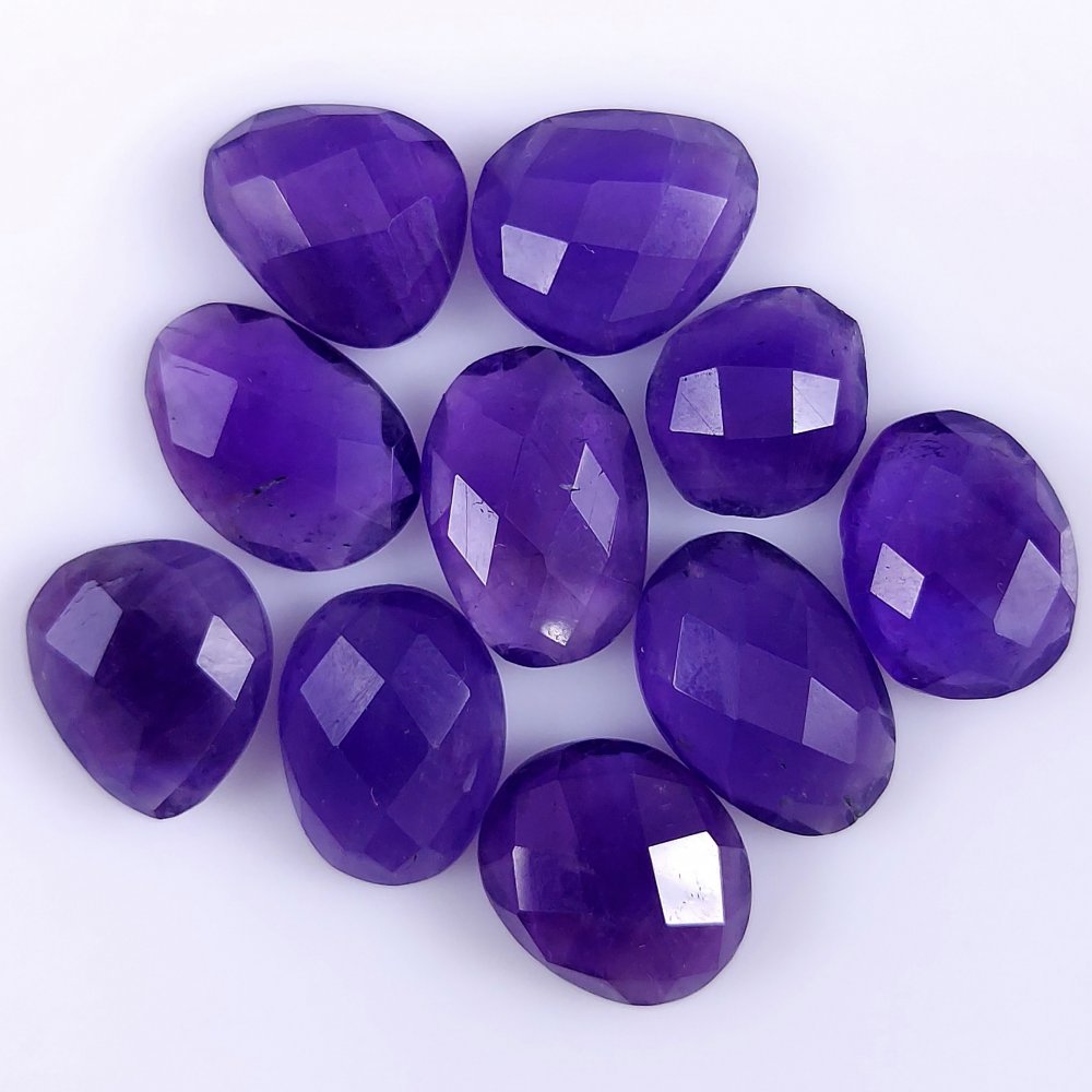 10Pcs 56Cts Natural African Amethyst Faceted Cabochon lot Gemstone Purple Crystal Mix Shape Loose Gemstone beads for jewelry Making 15x8 10x8mm#7367