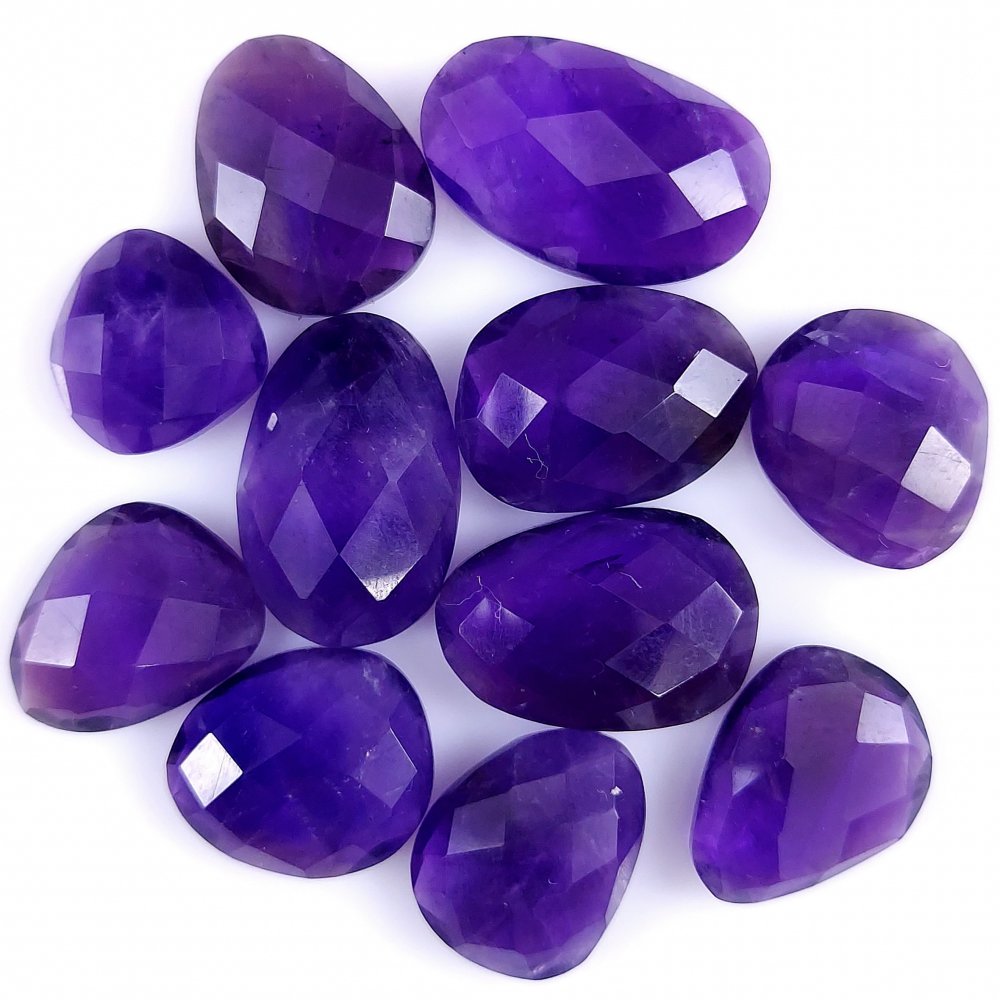 11Pcs 103Cts Natural African Amethyst Faceted Cabochon lot Gemstone Purple Crystal Mix Shape Loose Gemstone beads for jewelry Making 20x12 10x10mm#7368