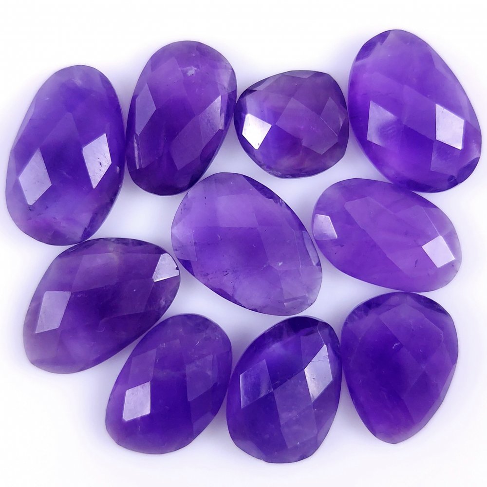 10Pcs 100Cts Natural African Amethyst Faceted Cabochon lot Gemstone Purple Crystal Mix Shape Loose Gemstone beads for jewelry Making 18x12 12x12mm#7370
