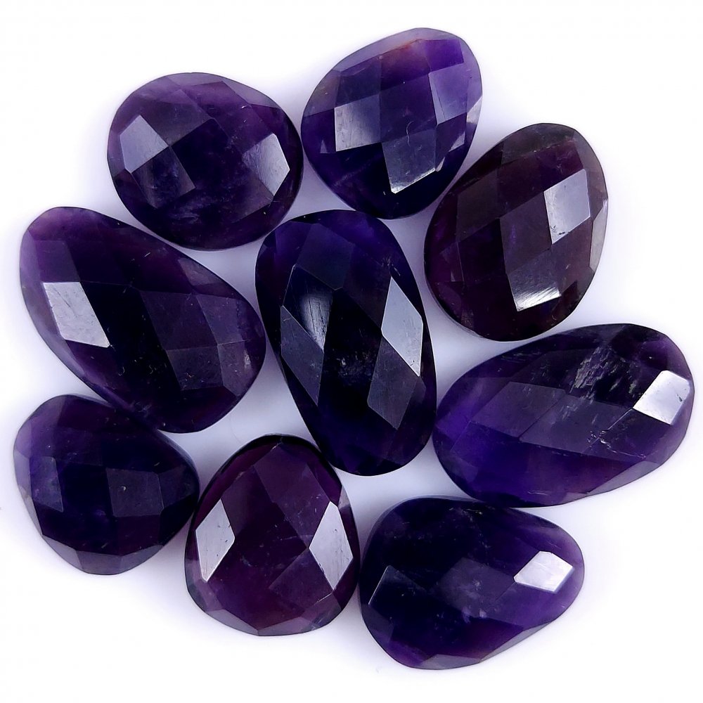 9Pcs 97Cts Natural African Amethyst Faceted Cabochon lot Gemstone Purple Crystal Mix Shape Loose Gemstone beads for jewelry Making 18x11 13x12mm#7373
