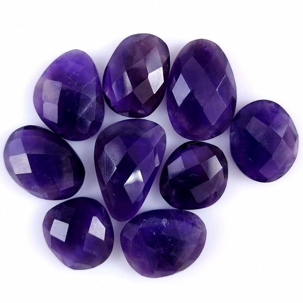 9Pcs 87Cts Natural African Amethyst Faceted Cabochon lot Gemstone Purple Crystal Mix Shape Loose Gemstone beads for jewelry Making 18x12 12x12mm#R-7375