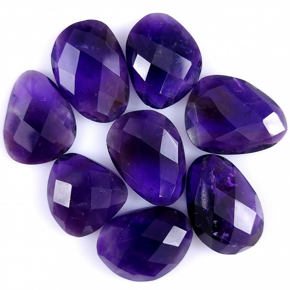 8Pcs 94Cts Natural African Amethyst Faceted Cabochon lot Gemstone Purple Crystal Mix Shape Loose Gemstone beads for jewelry Making 18x13 14x14mm#7381